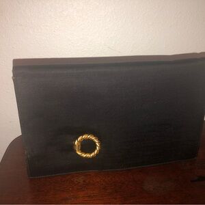 Charles Jourdan Black Clutch with Gold Detail